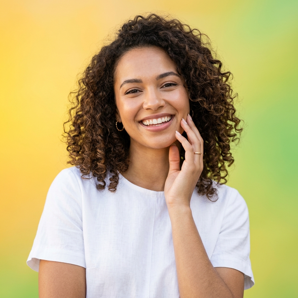 Happy woman with supplements